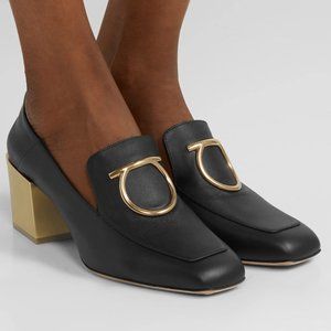 SALVATORE FERRAGAMO Lana embellished leather pumps (Firm)